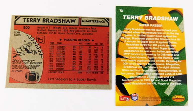 2 Terry Bradshaw Football Cards