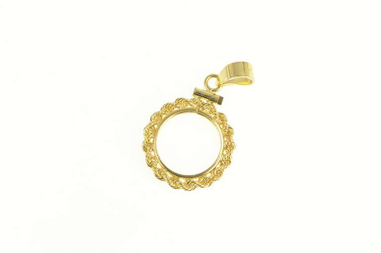 14K Yellow Gold 13.3mm 1/20 oz. Gold Panda Coin Holder Charm/Pendant