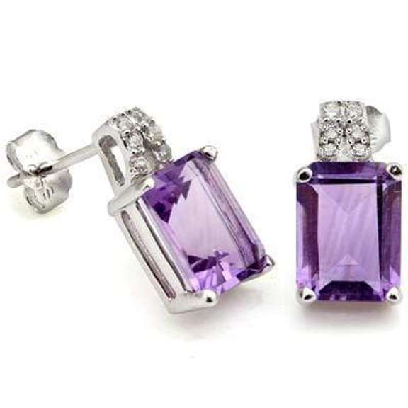 2 4/5 CARAT AMETHYST & CREATED DIAMOND 925 STERLING SILVER EARRINGS