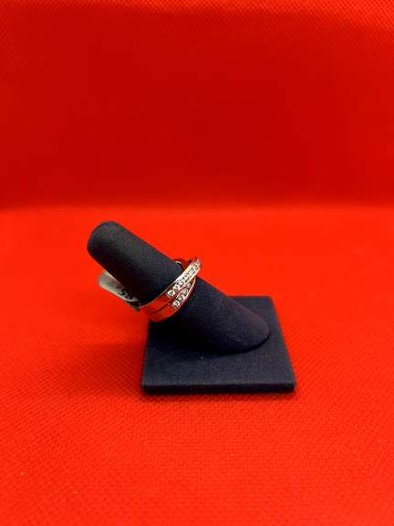 14K WHITE GOLD ORBIT DIAMOND RING