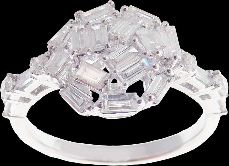Abstract Diamond Cluster 18k White Gold Ring