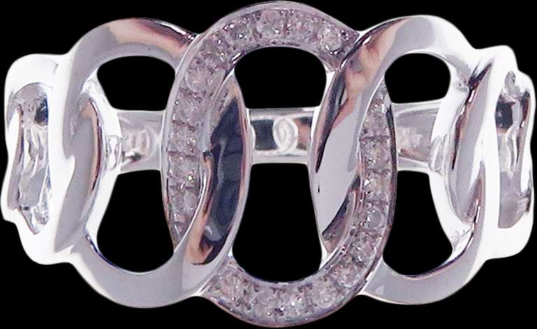 High-Class 18k White Gold Chained Diamond Ring