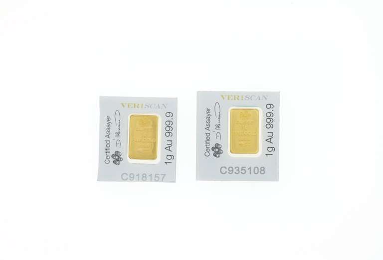 Two Pure .999 Gold Bars