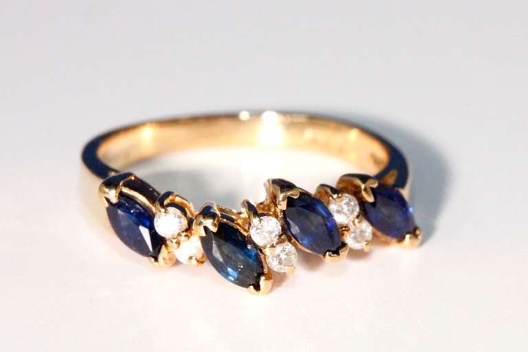 Stellar Diamond &  Sapphire Ring in 14k