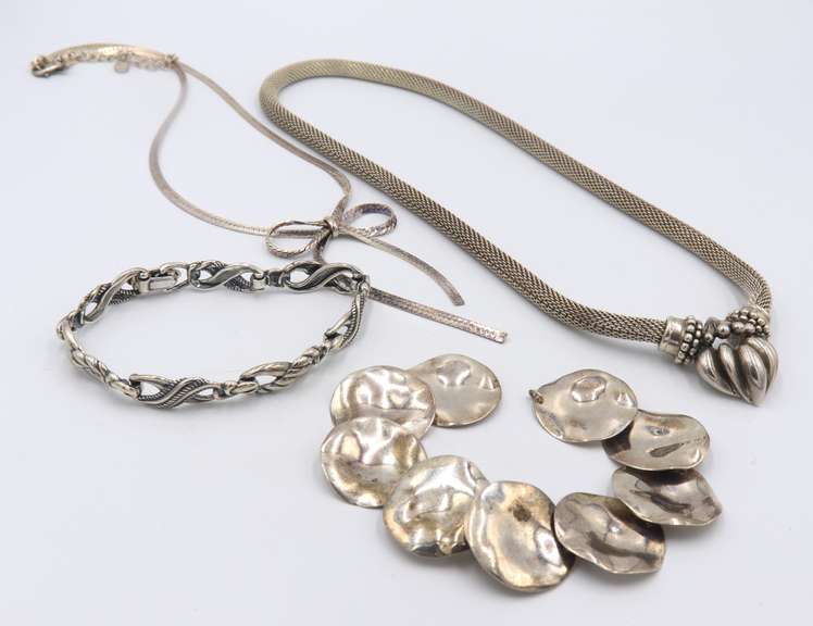 Group Lot of 2 Vintage 925 Sterling Silver Jewelry
