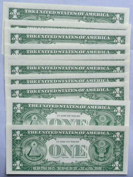 10 Consecutive CH CU 1957 B $1 Silver Certificates.
