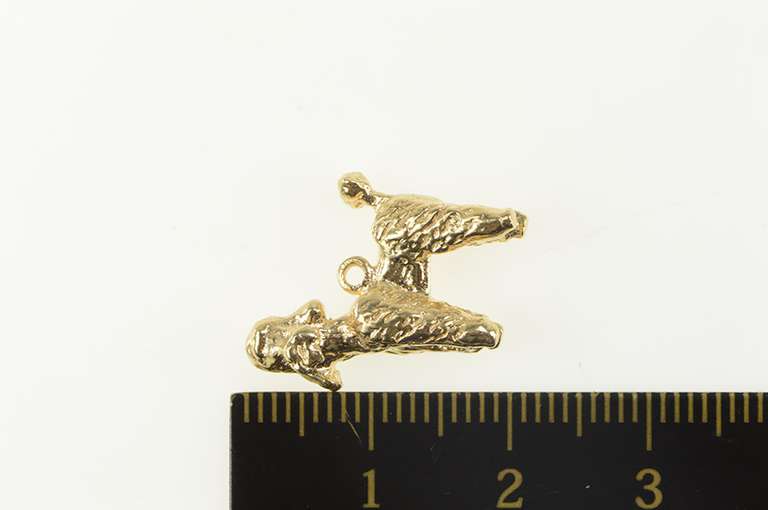 14K Yellow Gold 3D French Poodle Dog Puppy Cute Animal Charm/Pendant