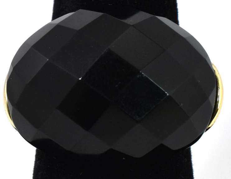Silver Ring With Massive Faceted Black Stone