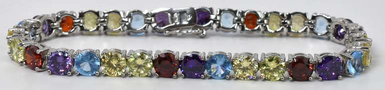 Multi Gemstone Silver Bracelet