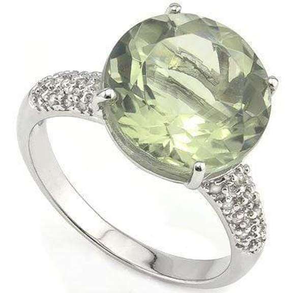 CAPTIVATING 5.45 CARAT TW (31 PCS) GREEN AMETHYST GENUINE DIAMOND 14K SOLID WHI