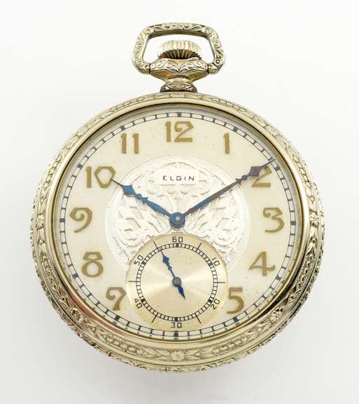 Marvelous Elgin White Gold Filled Pocket Watch