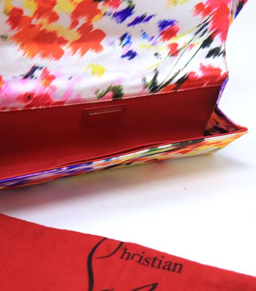 Christian Loubouton Satin Bow Multi Color Clutch