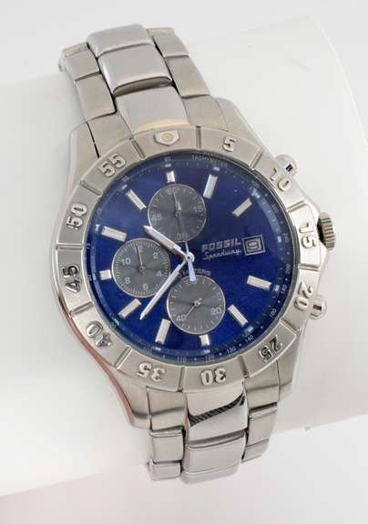 Vintage Men's Fossil Blue Speedway Chronograph Watch