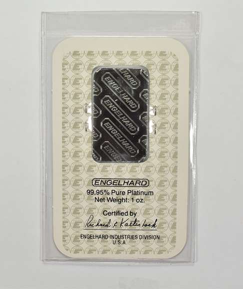 Engelhard 1 Ounce .999 Fine Platinum Bar - COA