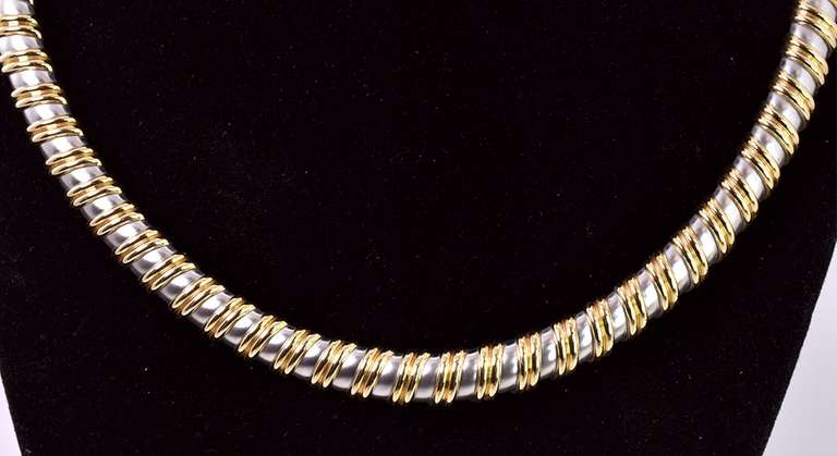 Opulent Omega Necklace in Two-Tone 14K Gold