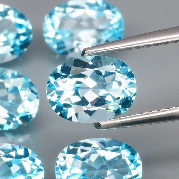 Matched! 6 piece 9.59ct full fire sky blue Topaz set