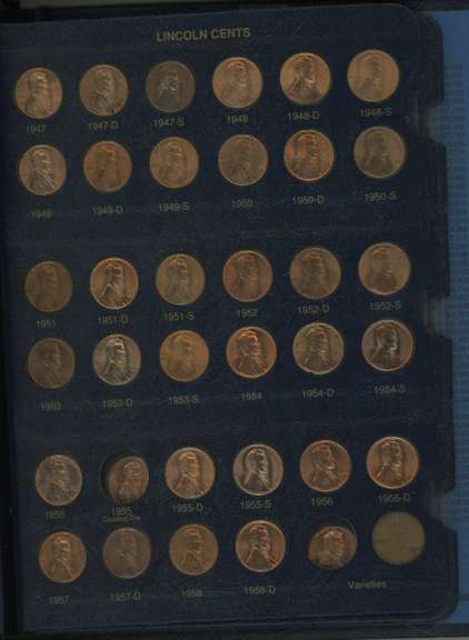 220 Diff. Lincoln Cents 1909 to 1995 in Whitman album