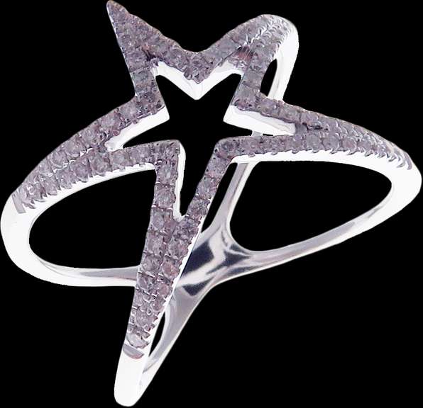 Amazing Diamond Studded 18k White Gold Star Ring