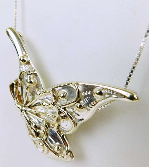 Signed Large Sterling Butterfly Necklace