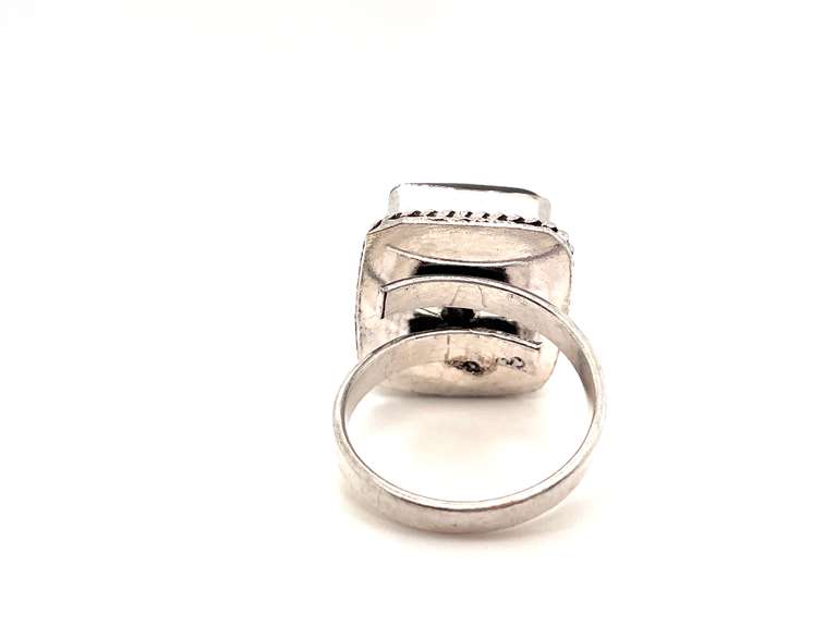 🦇 Spooky! 🦇 Square Black Onyx Tibetan Silver Rope Design Ring