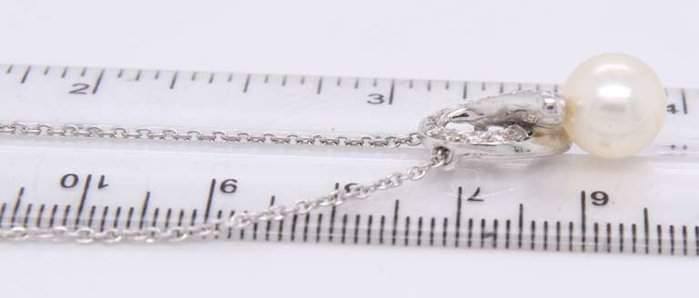 Charming 14kt WG White Pearl & Diamond Pendant