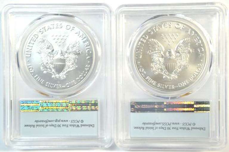 Flawless PCGS MS70 FS 2019 & 2020 $1 Silver Eagle coins
