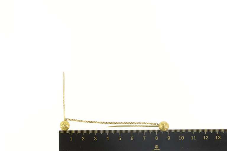 14K Yellow Gold Victorian Floral Vine Pattern Ball Dress Stick Pin