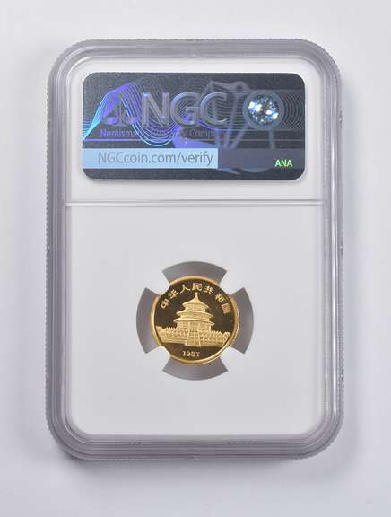 MS69 1987Y China 10 Yuan Gold Panda 1/10 Oz. .999 Fine Gold NGC