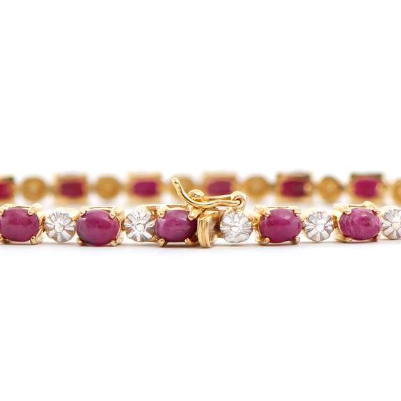 Plated 18KT Yellow Gold 12.25ctw Ruby and Diamond Bracelet