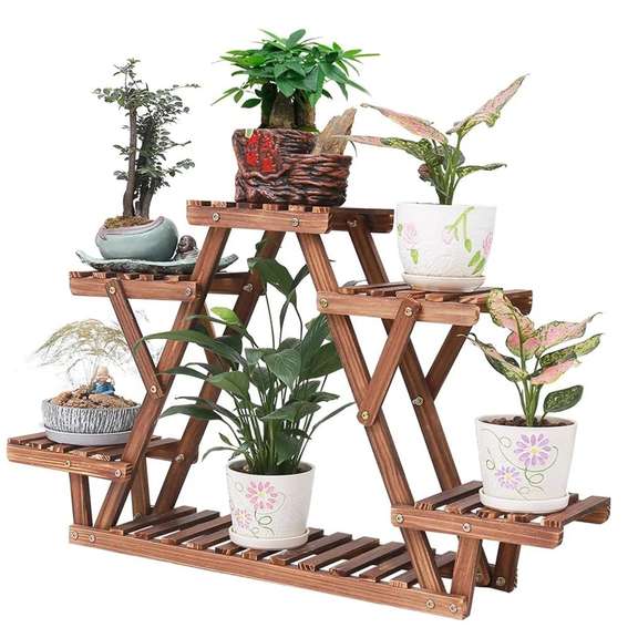 Flower Shelf Wheel Star-shape Style Balcony Flower Rack