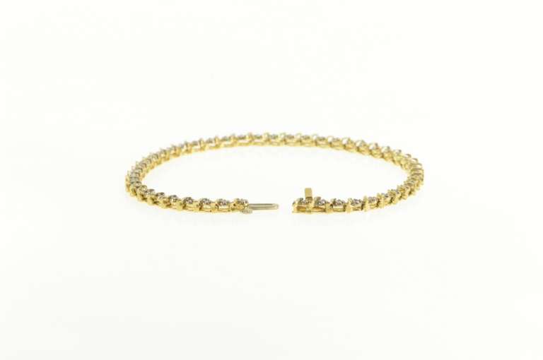 14K Yellow Gold 0.50 Ctw Diamond Classic Wavy Link Tennis Bracelet