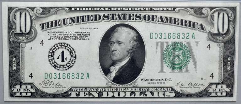 $10 1928 Ohio Gold Redeemable Numerical Choice 64 PMG