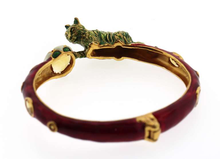 Cute Kitty Cat and Citrine Bangle