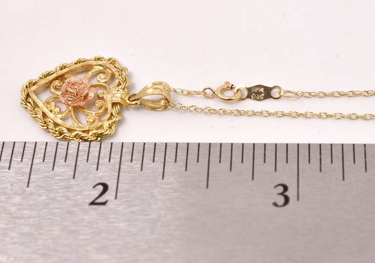 Romantic Heart Pendant Necklace in 14K Yellow Gold