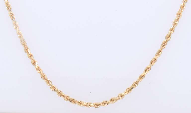 Simple Yellow Gold Rope Chain Necklace