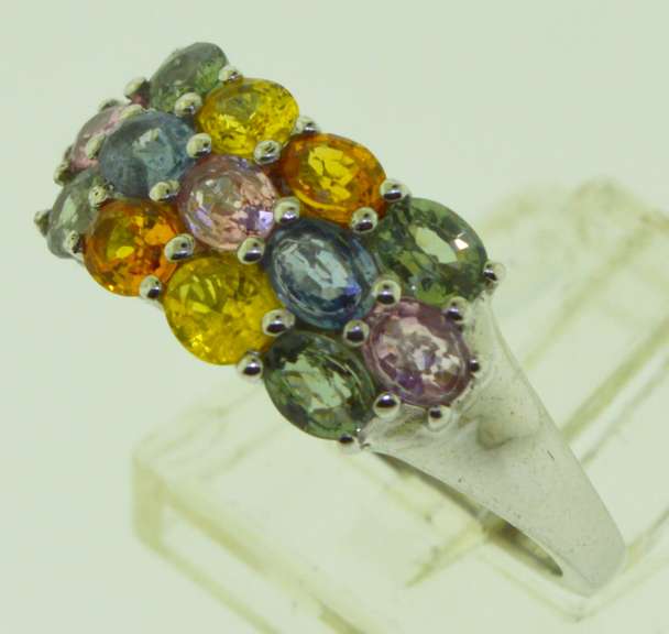 Sterling Silver Multi Color Sapphire Ring