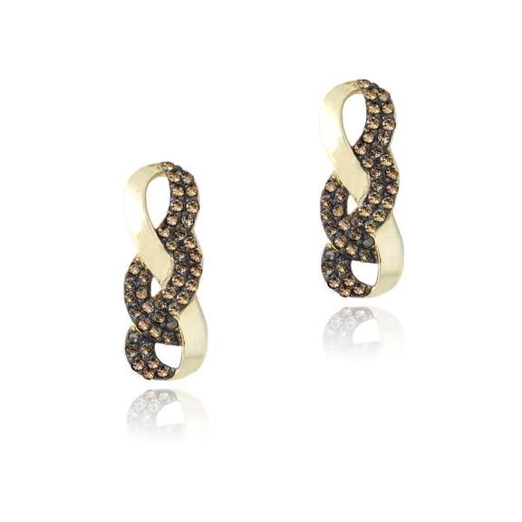 Gold Tone over Sterling Silver 3/4ct Champagne Diamond Infinity Drop Earrings