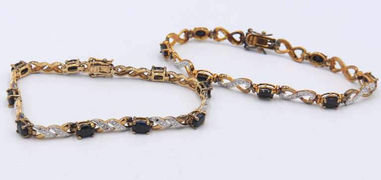 Lot of 2 Vintage Sterling Silver Cubic Zirconia Tennis Bracelets