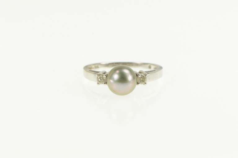 14K White Gold Tahitian Pearl Diamond Accent Engagement Ring