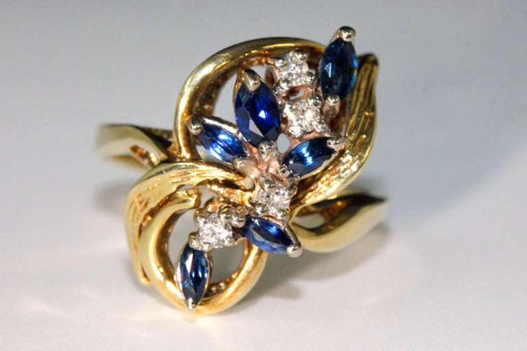 Shimmering Sapphire & Diamond Cocktail Ring