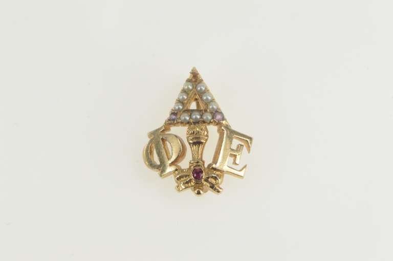 10K Yellow Gold Sigma Epsilon Seed Pearl Fraternity Lapel Pin/Brooch