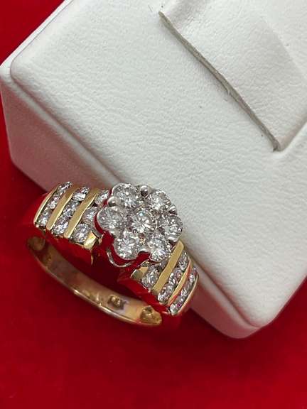 LADIES 14K AND DIAMOND ENGAGEMENT RING