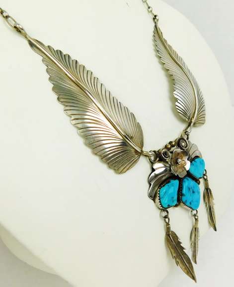 J.W. Toadlena Native American Sterling Turquoise Necklace