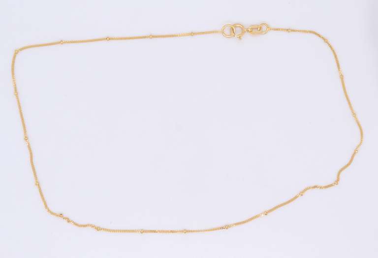 Beautiful 18kt Yellow Gold Bead Station Anklet