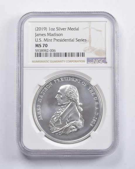 MS70 (2019) James Madison 1 Oz. Silver Medal NGC