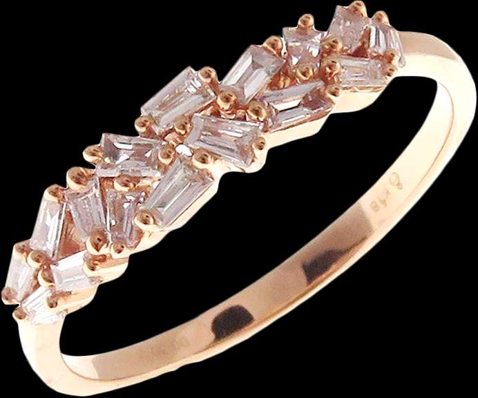 Jumbled Diamond Row 18k Rose Gold Ring