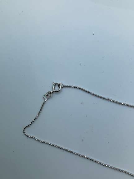14K WHITE GOLD GARNET STATION NECKLACE