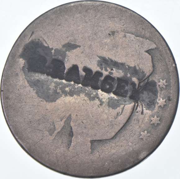 1870's-CC Seated Liberty Half Dollar Small CC Counter Stamped