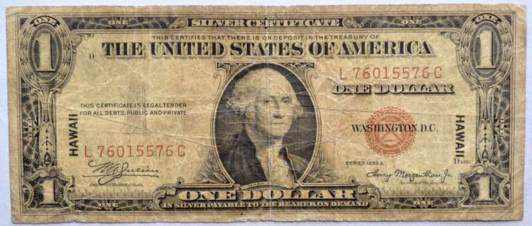 $1 1935 A Hawaii Emergency Issue Silver Certificate Fr2300
