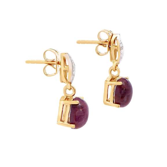 Plated 18KT Yellow Gold 4.02ctw Ruby and Diamond Earrings